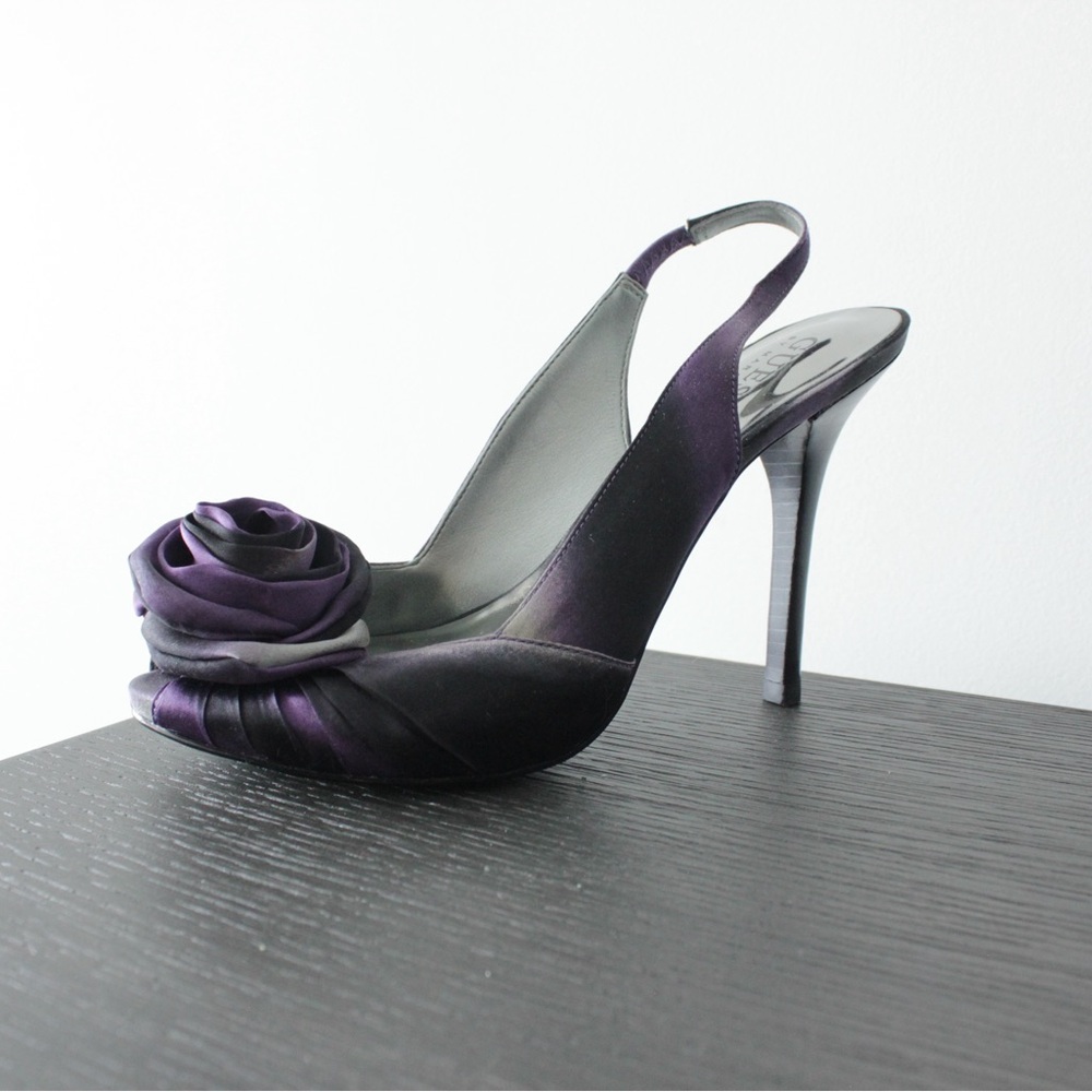 Guess Purple Floral Slingback Heels